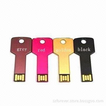Promotional Gift Key USB Flash Drives, Easy Logo Printing, Measure 52 x 24 x 3mm